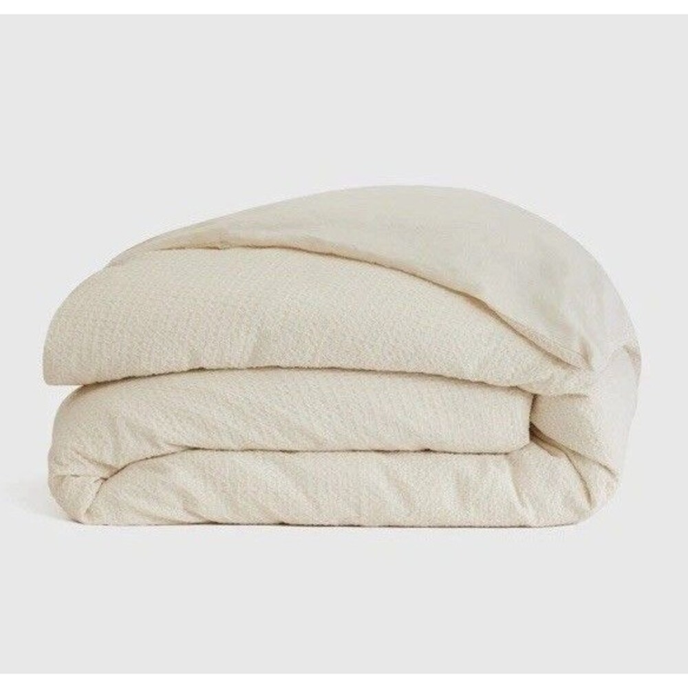 QUINCE ORGANIC LUXE HONEYCOMB DUVET COVER KING ~ CAL KING UNDYED|MSRP $114